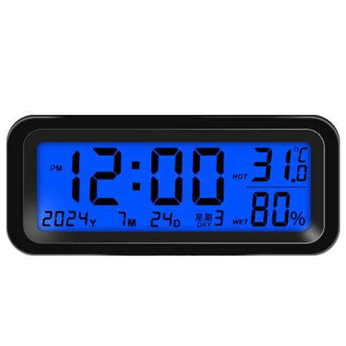 BAIMOQI Small Digital Clock,Car Dashboard Clock Rechargeable, Car Truck Dashboard Time Date Temperature Humidity Display