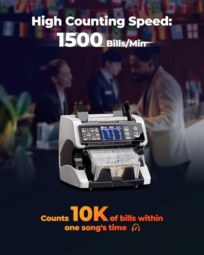 MUNBYN IMC01 Bank Grade Money Counter Machine Mixed Denomination, 2CIS/UV/IR/MG/MT Counterfeit Detection, Serial Number, MUL Currency Cash Counter, Printer Compatible, 2Y Warranty (White) - Image 3