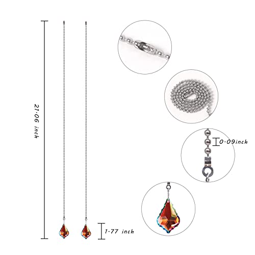 Image of Crystal Prisms Pull Chain Extension Light Fixtures Ceiling with Pull Chain Connectors Pendant Pack of 2