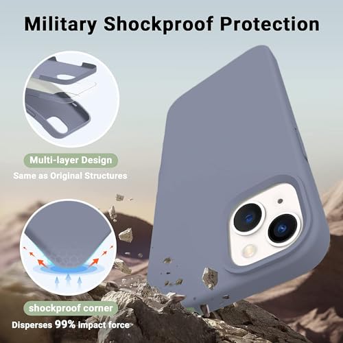 Image of NAFS Silicone Case Compatible with iPhone 14 | Camera Protect Microfiber Lining Cover | Case Cover for iPhone 14 (Lavender Grey)