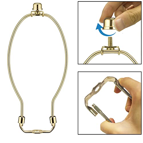 9 Inch 2 Set Brass Lamp Harp Holder With Lamp Finials And Standard Saddle Base Detachable Heavy Duty Metal Horn Frame Lampshade Bracket For Table And Floor Lamp #TOP3