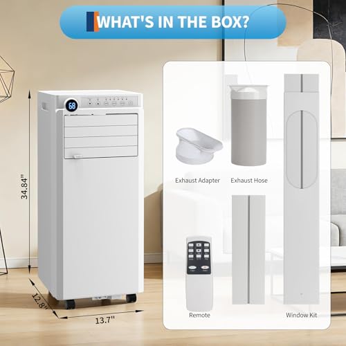 Portable Air Conditioner, 10000 BTU Small Portable AC Unit for Rooms to 450 Sq. Ft. with Cooling, Dehumidifier & Fan Mode, Remote Control, LED Display, 24H Timer, Window Kit, for Bedroom, Office, Dorm by Garvee - Used condition - Image 7