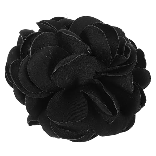 COMPUKAS Alfiler de Rosa Vintage de Tela Negra, Prendedor Estético para Solapa y Ropa, Accesorio Floral para Fiesta y Traje, Adorno Decorativo para Sombrero y Mochila, 1 Pieza
