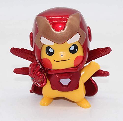 Moldival Iron Man Actions Figures GK Pikachu,Thanos Gloves,Steel Pickup,Superhero Pikachu Series Cute Figuriness Collection Birthday Gifts PVC 4inch, MK85 Holiday Toy Gifts for Kids