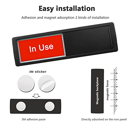 Image of in Use or Available Sign,Vacant Occupied Sign for Home Office Hotles Hospital Restroom, Vacant Occupied Slider Door Indicator Tells Whether Room in Use or Available,Non-Scratch Magnetic Slider Door Indicator Signs, 7'' x 2'' - Black