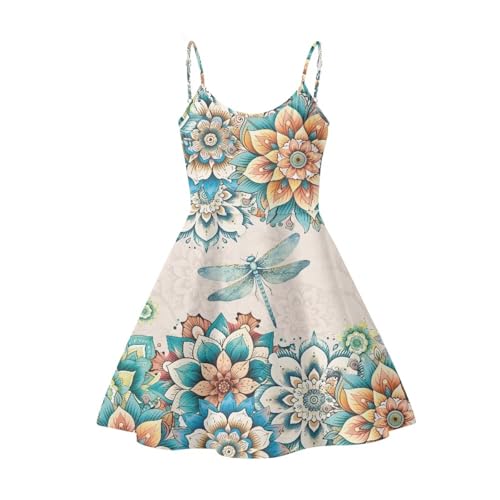 Image of Cozeyat Women Girls Summer Sleeveless Dress Casual Swing Beach Cover Up Knee Length Dresses,Large Size XS-4XL