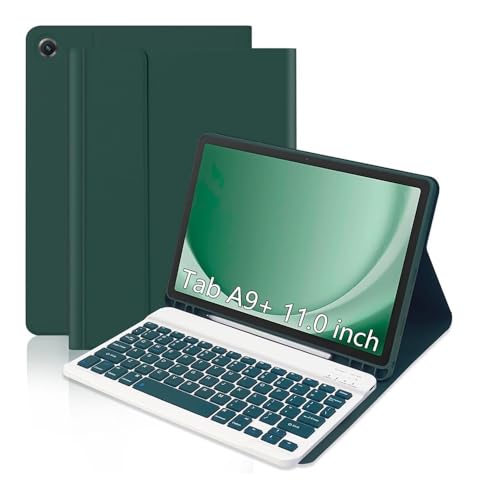 Teclado retroiluminado RGB con siete colores ajustables y funda de cuero empresarial Dark Green