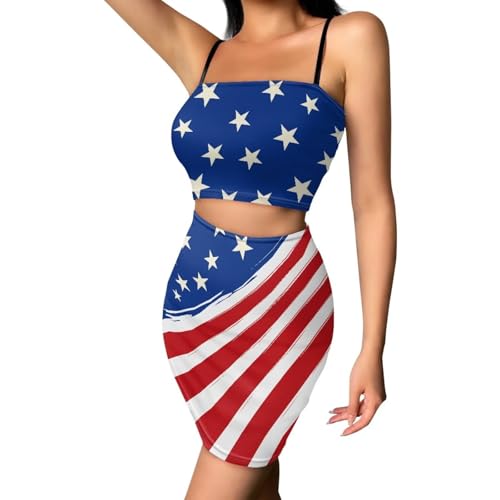 Image of 2025 Sexy Spaghetti Strap Crop Tops and Bodycon Skirt Casual 2 Piece Set S-4XL