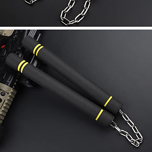 MSGumiho [Upgraded Version] Safe Foam Rubber Training Nunchucks Nunchakus with Steel Chain for Kids & Beginners Practice and Training (1Black＋1Yellow) - Thumbnail 3