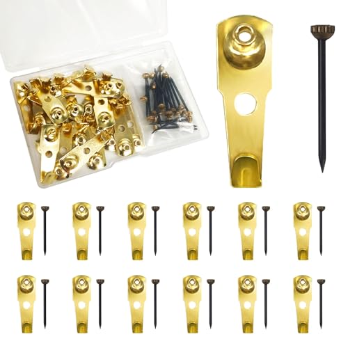 Image of 20PCS 30lbs Plaster Wall Picture Hangers Picture Hook with Nails for Hanging Pictures, Clock, Mirror, Painting Hooks Heavy Duty