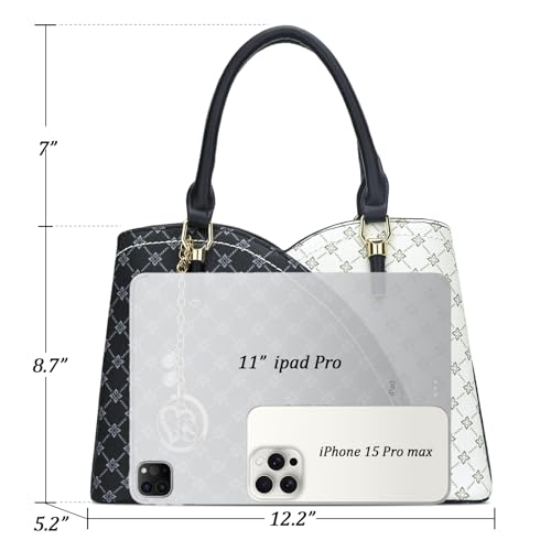 Image of KKXIU Triple Compartments Purses and Handbags for Women Fashion Ladies Satchel Shoulder Top Handle Bag