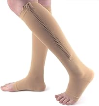 Compression Socks Stockings Physical Therapy For Men and Women - 2 Pcs (Skin Color, L/XL) | Support Zipper | Stocking for Swollen | Winterwear | Pregnancy | Pain Recovery Ankle Cotton Socks
