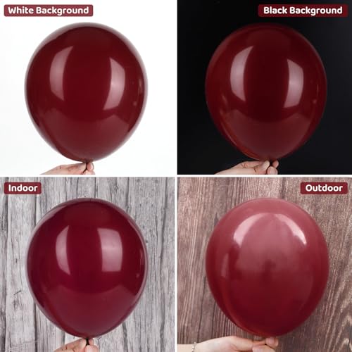 Image of Ouddy Party 129Pcs Burgundy Balloon Arch Garland Kit in 18 12 10 5 Inch | Different Sizes 6Pcs 18 inch Dark Red Maroon Latex Balloons for Birthday Fall Baby Shower Wedding Thanksgiving Party Decorations