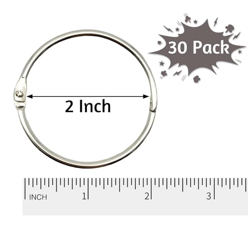 Image of OWLKELA 2 Inch 90 Pack Loose Leaf Binder Rings, Keychain Key Ring with Metal Nickel Plated for Index Cards, Ideal for School, Home, or Office