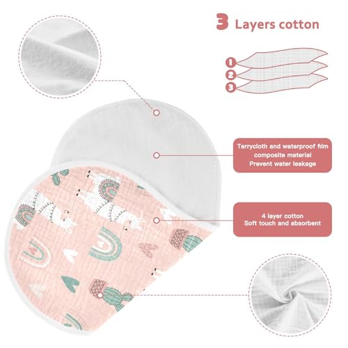 2 Pack Muslin Burp Cloths Llama Rainbow Pink Cotton Baby Burp Cloths Ultra Absorbent and Soft Spit Up Rags for Newborn Babies Boys Girls, Large 22" x 11"3