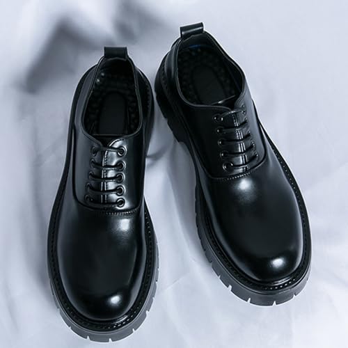 Men's Leather Platform Lace Up Oxfords Shoes Fashion Classic Round-Toe Low Top Lug Sole Dress Shoes Comfortable Casual Business Work Formal Shoes3