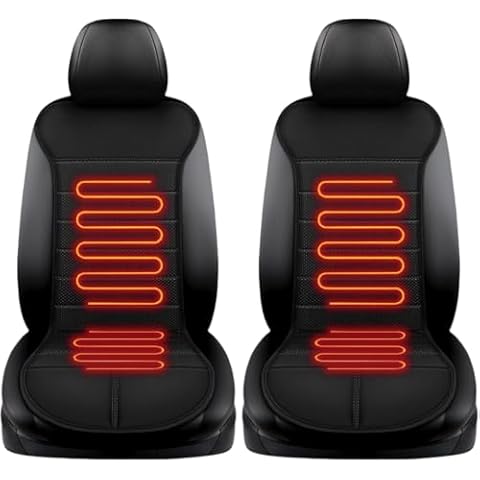 brecoory New 2 Pcs Comfortable Leather Heated Seat Cushion,Heated Seat Cover Pad,Universal Soft Seat Chair Cushion with Full Back Support Cover