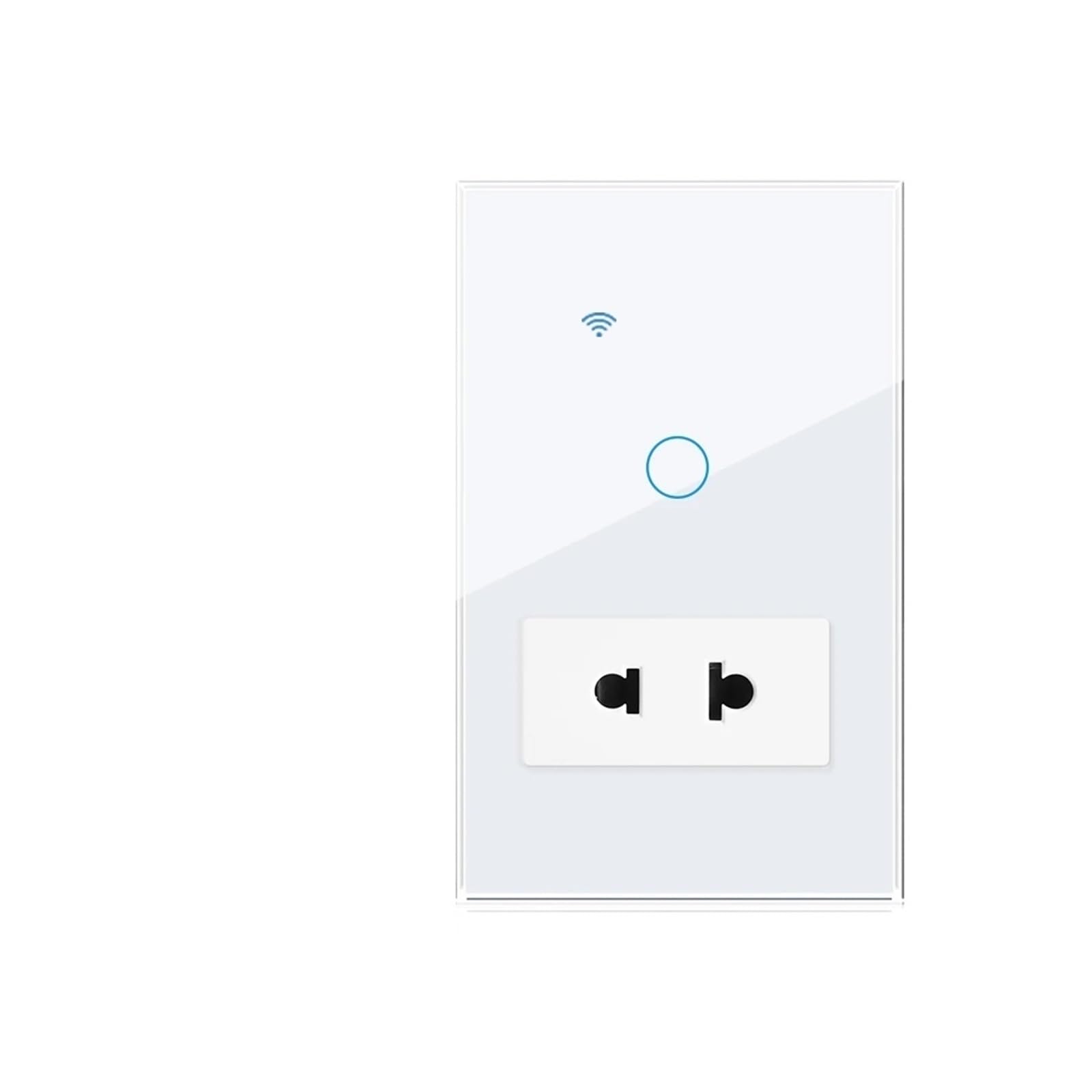 Prise de commutateur intelligente WiFi Standard thaïlandaise 118 × 75mm, commande tactile à 2 gangs, commande vocale APP Tuya(UB-T01W-2)
