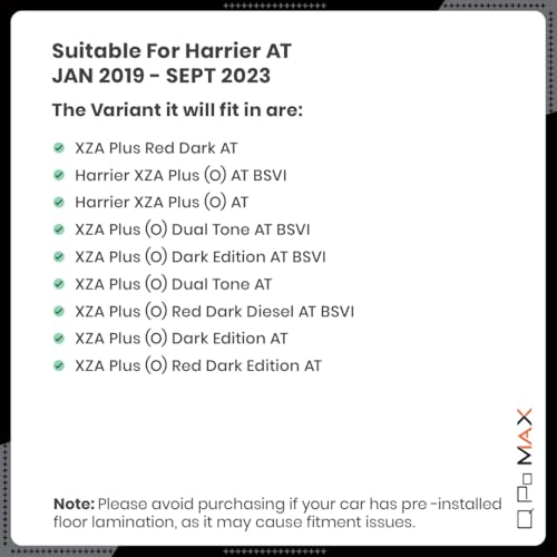 Image of Q Po Harrier Automatic (MAX) Jan 2019 - Oct 2023 ECO TPE Car Floor Mat | Anti Slip All Weather Mats for Harrier (Automatic) (Black)