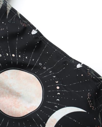 Womens One Piece Swimsuit Tummy Control Bathing Suit for Women Modest Full Coverage Tie Strap Gothic Swimwear4