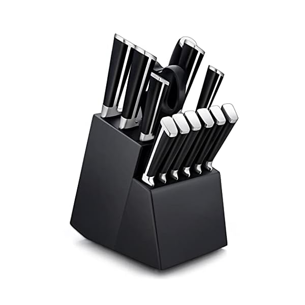 LIANYU 14Piece Knife Set, Kitchen Knife Set with Block, Professional