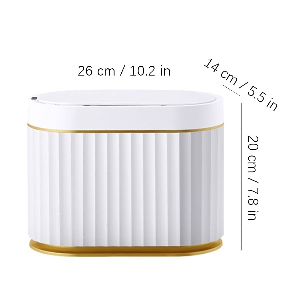 GERRIT Simple Smart Trash can White Rectangular Desktop Garbage can Plastic Mini Wastebasket with lid Storage Box Rechargeable 4 L Practical