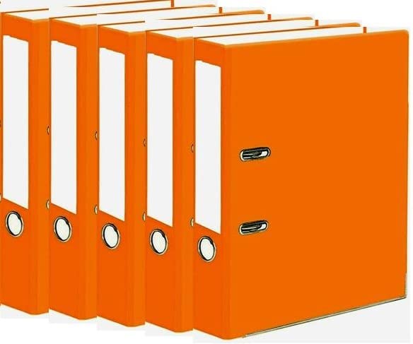 Very Strong Premium Quality Linen Lever Arch Files A4 Heavy Duty by Nobel (Orange, 5 Files)