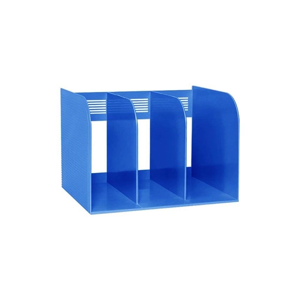 J9V4G6S3B5 Desktop File Rack File Magazine Folder Holder 3 Compartment Documents Organizer Files Cabinet Shelf(Blue)