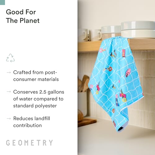 GEOMETRY Tea Towels – Spring & Summer Collection – Quick-Dry, Ultra-Absorbent, Reusable Microfiber Kitchen Towels for Drying & Cleaning - At The Pool - 1 Pack - image 3