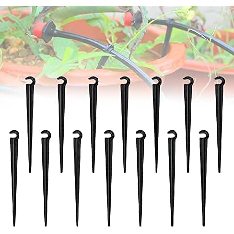 BUZIFU 200PCS Irrigation Drip Support Stakes 1/4Inch Tubing Hose Holder Irrigation Tubing Holder Stakes Emitters/Drip Tubing Stakes for Vegetable Gardens, Flower Beds, Herbs Gardens Cover