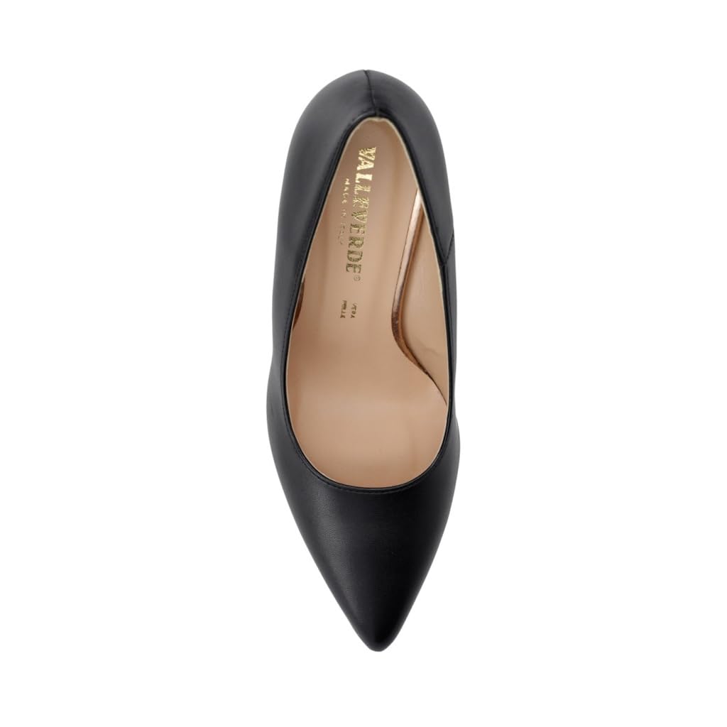 Valleverde 19100A Decollete Cerimonia Donna Pelle Sintetica Nero Tacco Stiletto 8Cm Suola Gomma