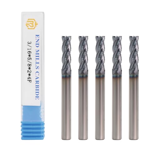 NZ 4 Flute 3/16" Carbide Roughing End Mill with AlTiN Coating, 5pcs