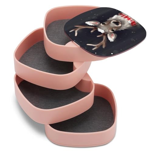Boîte à bijoux rotative avec imprimé renne pour coiffeuse - 8