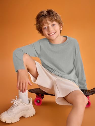Image of Haloumoning Kids Boys Long Sleeve Crewneck T-Shirts Tee Tops 5-14 Years