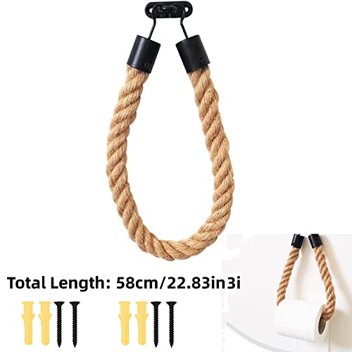 Yuanyoutong Toilet Paper Holder, Vintage Design Rope Toilet Paper Roll Holder, Wall Mounted Toilet Tissue Holder, Hanging Nautical Beach Farmhouse Bathroom Accessories #TOP6