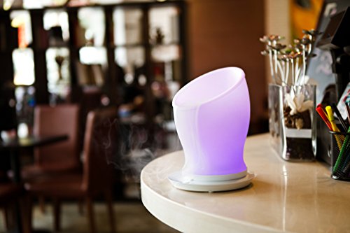 Ivation Essential Oil Diffuser - Ultrasonic Cool Mist Aroma Humidifier - Mist Fountain - 600ml Vaporizer w/ 6 Color Gentle LED Lightshow & Auto Shut-off, white,