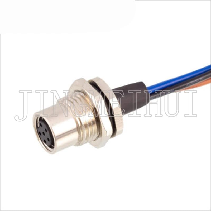 M8 With 30CM Cable Flange Socket 3 4 5 6 8 Pole Pin Electronic Cable Connection Board Front Board Rear Connector Waterproof IP67 - (Behind 8mm Female, Welding 30 cm cable, Pins: 3P A Type Pin)
