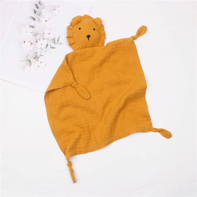 BABYKIDS - Name Personalized Baby Comforter Blanket Cotton Newborns Baby Towel Sleeping Ԁо|| Kid Sleep Тоу Soothe Appease Towel (Mustard Lion)