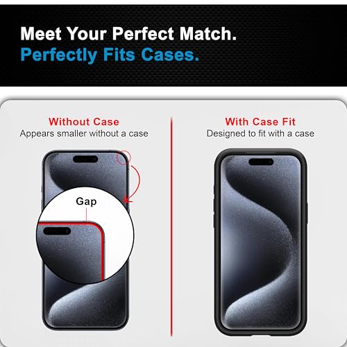 Image of CEDO Magic Box Tempered Glass for iPhone 15 Pro | Dust & Bublle Free Installation Screen Protector with auto Alignment Tool | HD Clear Quality Tempered Glass with Easy Installation Kit (Black)