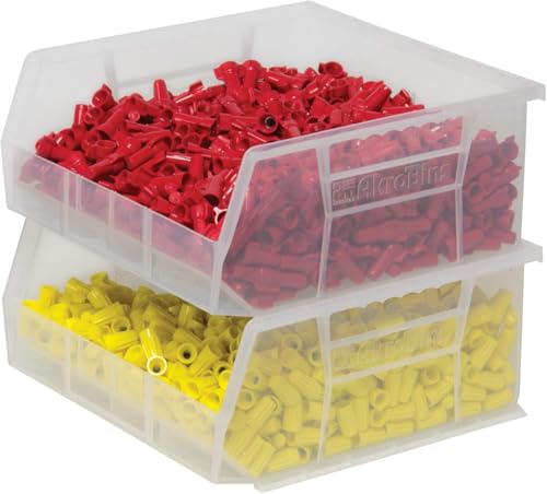 Akro-Mils 30235 AkroBins Plastic Storage Bins, Space-Saving Stackable Bins for Garage, Pantry, Craft Organization, 27,6 cm x 27,9 cm x 12,7 cm, Clear, Clear, 6-Pack