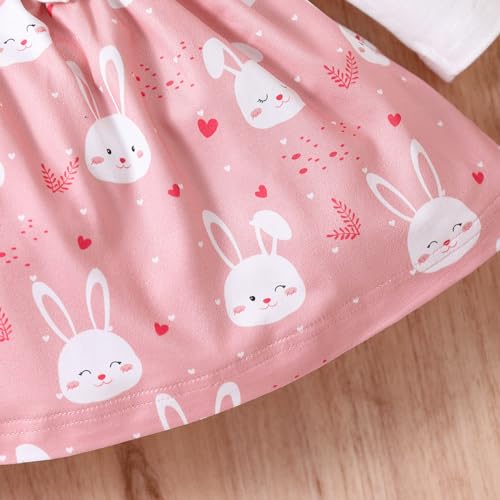 Conjuntos de Pascua para niñas pequeñas con ropa de conejo y falda volantes 5