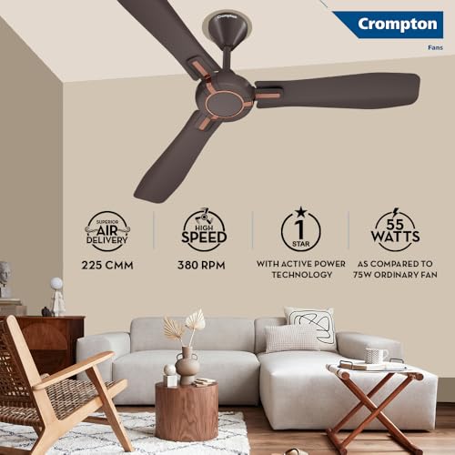 Image of Crompton HIGHSPEED SANTOS ANTIDUST 1200 mm (48 inch) Ceiling Fan (Americano Brown) Star rated energy efficient fans