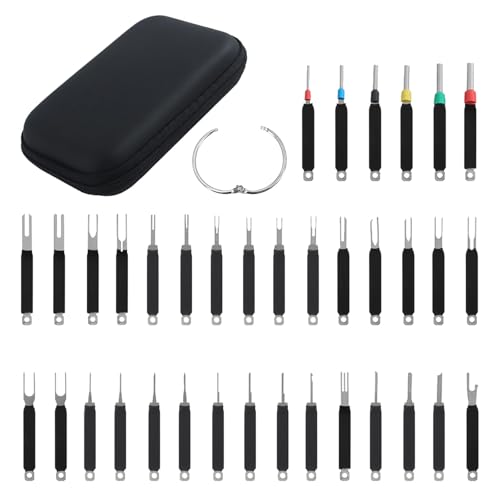 Image of 36Pcs Terminal Removal Tool Kit,Universal Pin Removal Tool Set with Protective Bag,Key Extractor Tool,Multi Plug Pin Removal Tool for Electrical Car Connector Repair