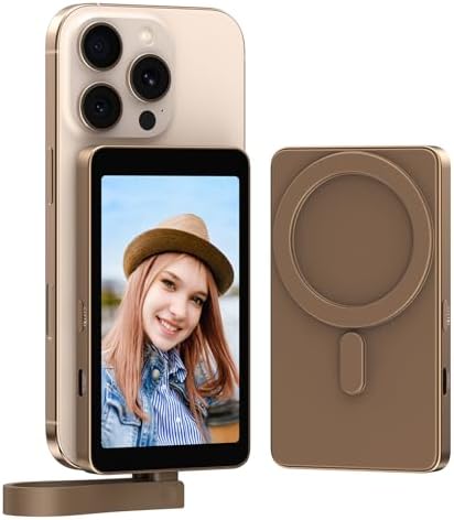 Wired Vlog Selfie Monitor Screen, USB-C mini Monitor for iPhone15/16 Rear Camera with Magnetic for Vlog Live Stream TikTok