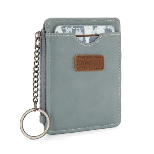 Image of Montana West X Wrangler Slim Credit Card Holder for Women Minimalist Zipper Pocket Wallet Rfid Blocking Thin Small Wallets With Keychain,ID Window and Removable Card Case