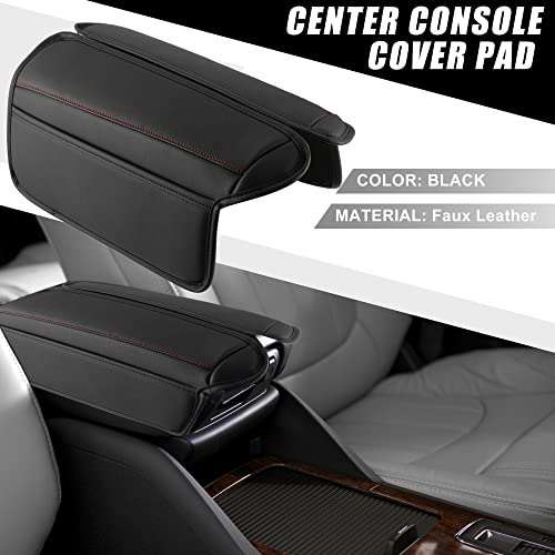 A Absopro Car Center Console Armrest Cushion Soft Pad Arm Rest Cover Support Black With Red Stitches For Nissan Rogue 2021 2022 2023 (Pack Of 2) #TOP1