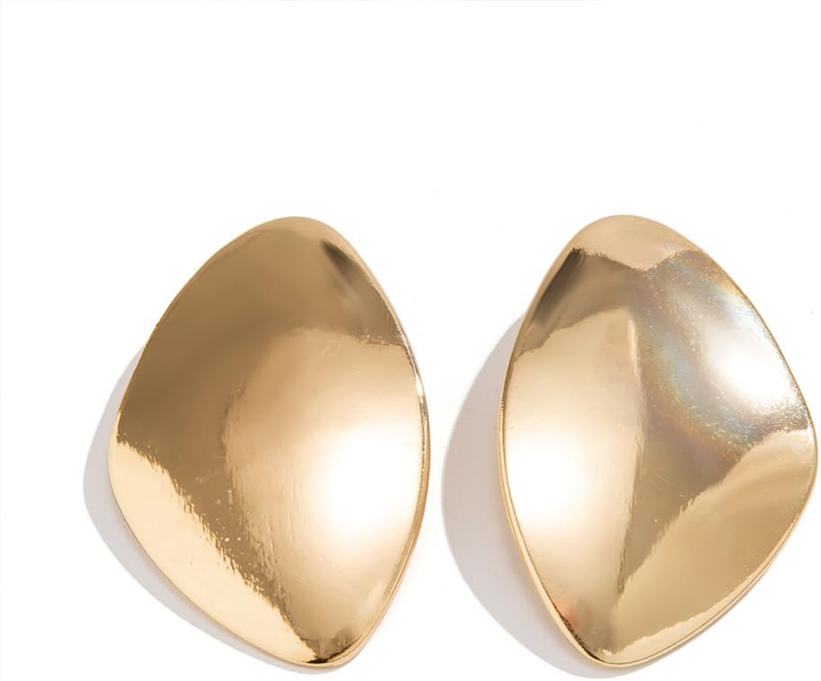 Chunky Gold Large Statement Earrings for Women Trendy, Punk Big Irregular Geometric Metal Drop Silver Stud Earring Thick Minimalist Party Jewelry Gift - Image 9