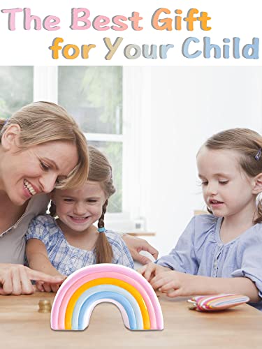 Piggy Bank Girls, Rainbow Piggy Banks, Personalized Decorative Money Bank Ceramic Coin Bank For Adults, Best Birthday For Kids, Home Nursery Decor (Pink) #TOP5