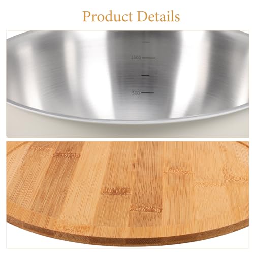 Set de colador y bowl de acero inoxidable con tapa de madera miniatura 4