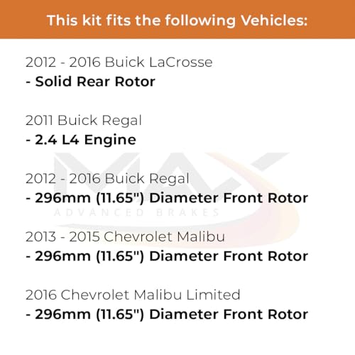 Image of MAX Advanced Brakes - Brake Kit For 2013-2016 Chevrolet Malibu (11.65 inch Dia Fr Rotors), 11-16 Buick Regal, Buick LaCrosse| Carbon Ceramic Brake and Rotor Kit Front and Rear| OE Replacement Brake Rotors